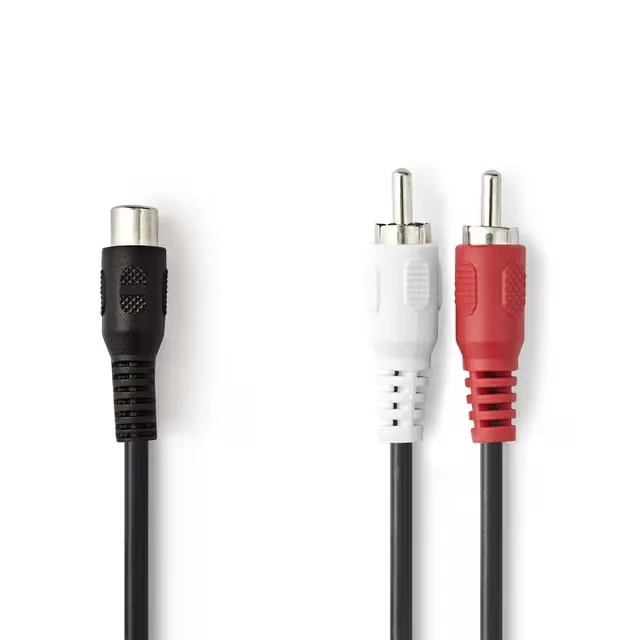 Nedis RCA-kabel, 2 x RCA hane till RCA hona, 0,2 m, svart