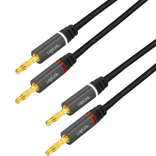 LogiLink CA1211 ljudkabel 2 x banankontakt 5 m, svart