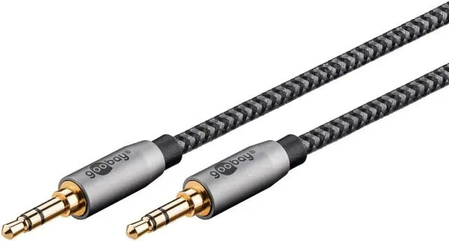 Goobay ljudanslutningskabel AUX, 3,5 mm stereo, 5 m, Sharkskin Grey