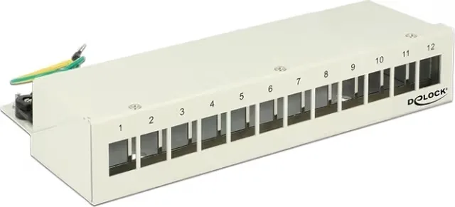 Delock Keystone patchpanel för skrivbord, 12 portar, grå