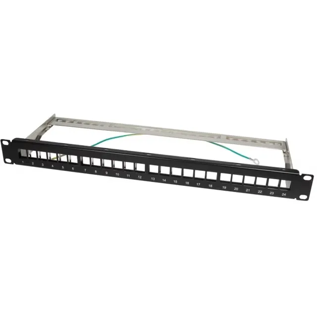 LogiLink patchpanel för 24 Keystone-uttag, 19"-rack 1U, svart