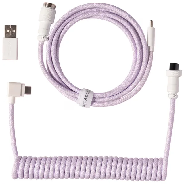 Keychron Spiralformad Aviator Vinklad 8K USB-kabel (ljuslila)
