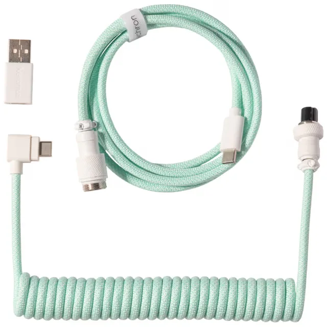 Keychron spiralformad aviator vinklad 8K USB-kabel (mint)