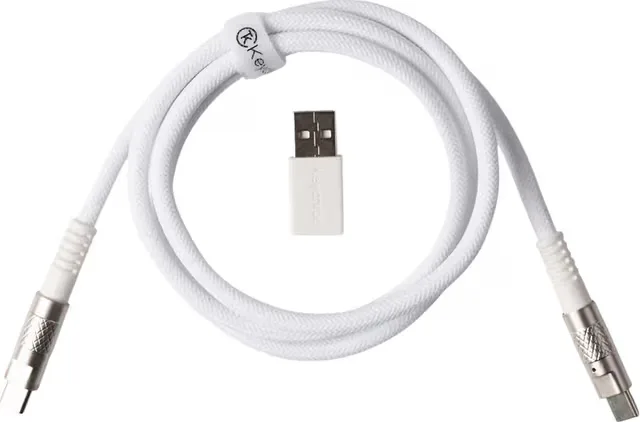 Keychron Dubbelsleeved Geek 8k USB-kabel (vit)
