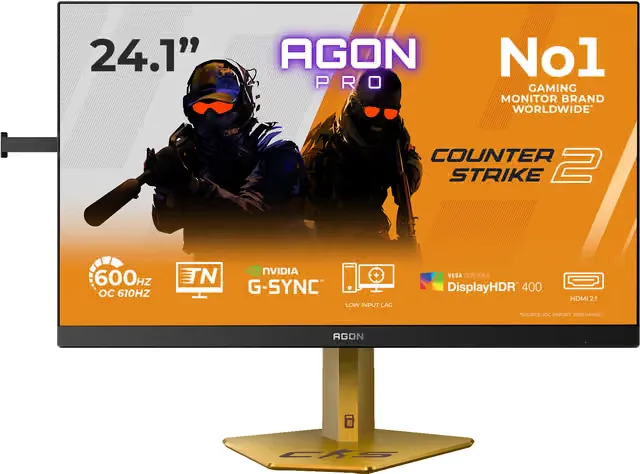 24.1" AOC PRO CS24A, TN eSports 1920x1080, 0.5 ms, 610Hz G-Sync, HDR400, höjdjusterbar, pivot, 2xHDMI/DP, USB 3.2-hubb, RGB Light FX