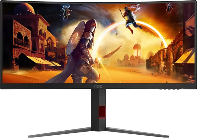 34" AOC CU34G4, Curved Fast VA 3440x1440, 1 ms, 180Hz Adaptive-Sync, 1500R, höjdjusterbar, pivot, 2xHDMI/DP, högtalare