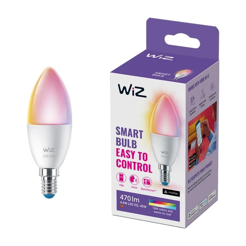 WiZ Wi-Fi smart LED-lampa E14 40W RGB