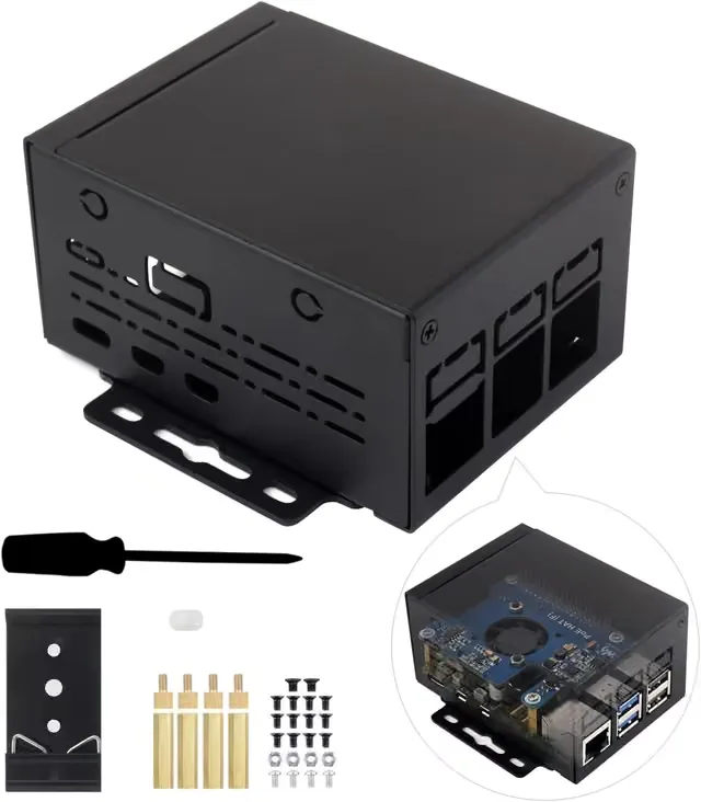 Waveshare industriellt metallchassi (D) för Raspberry Pi 5