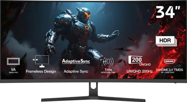NOS 34" UWQHD/VA/200Hz/1ms gamingskärm