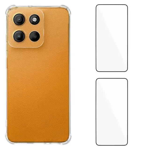 WANLONFENG För Motorola Moto G17 Power 4G / G17 4G / G15 4G / G15 Power 4G Skal + 2x Härdat Glas Skärmskydd