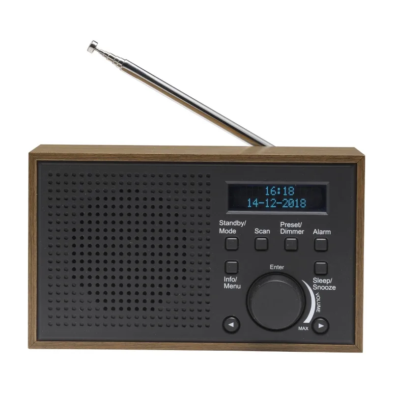 Denver - Radio FM DAB+ Klocka Alarm DAB-46DGR Trä/Grafitgrå - DAB-46DARKGREY
