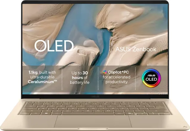 Asus Zenbook 14 Snapdragon X1, 8 GB, 256 GB, 14 tum bärbar dator, beige