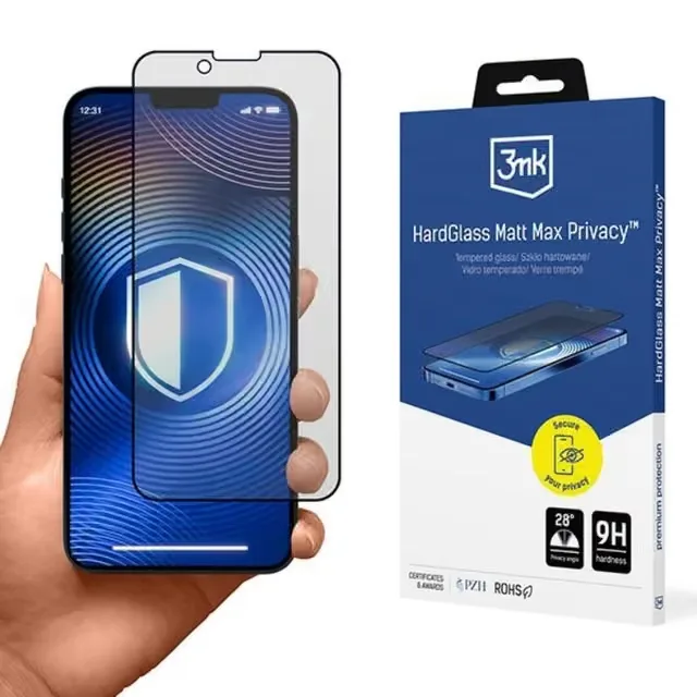3MK iPhone 14 Pro Max Härdat glas Skärmskydd Matt Max Privacy
