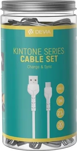 Devia Kintone V2 EC305 USB till USB-C-kabel, 1 m, vit, 30-pack