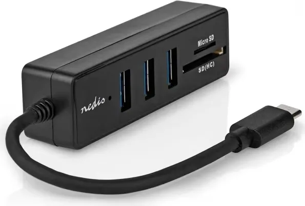 Nedis CCGB64250BK01, trådbunden, USB Type-C, svart, MicroSD (TransFlash), SD, 5 Gbit/s, DC