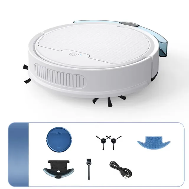 SMART Robotdammsugare med Stor Vattentank och APP-Kontroll för Hemstädning White