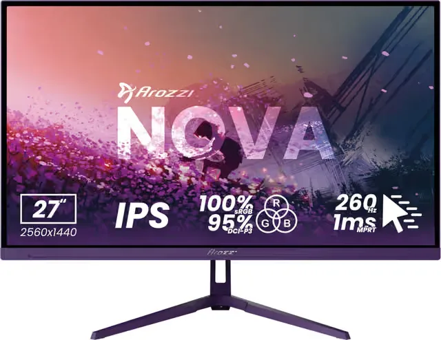 Arozzi Nova 27" QHD/IPS/260Hz/1ms gamingskärm (lila)