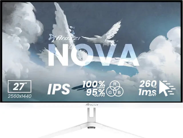 Arozzi Nova 27" QHD/IPS/260Hz/1ms gamingskärm (vit)
