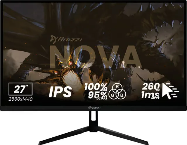 Arozzi Nova 27" QHD/IPS/260Hz/1ms gamingskärm (svart)