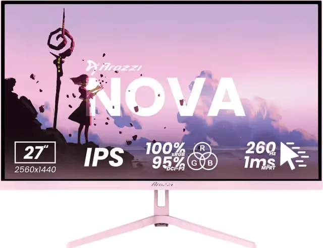 Arozzi Nova 27" QHD/IPS/260Hz/1ms gamingskärm (rosa)