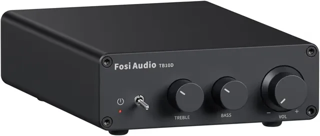 Fosi Audio TB10D Class D Mini Power 600W 2 Channel Stereo Amplifier, for passive Speakers/Bass Shaker, TPA3255 with Bass Treble Control