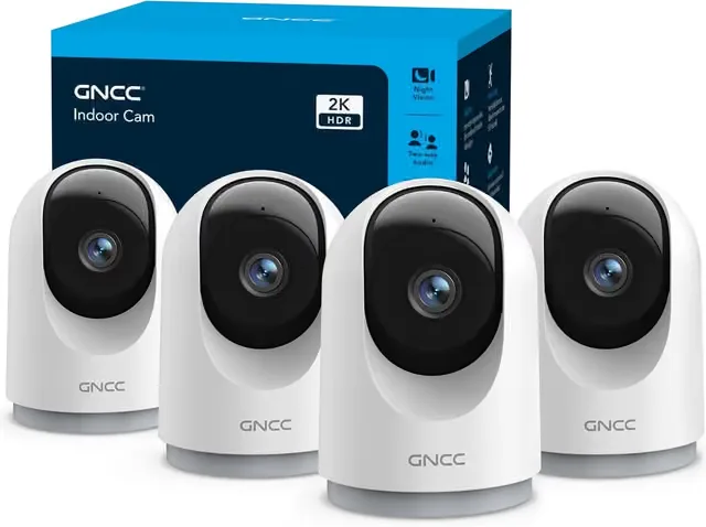 GNCC 2K Övervakningskamera för inomhusbruk – 360°, 4-pack, 2,4G WiFi