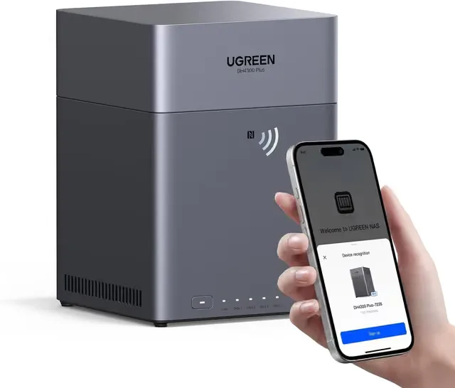 Ugreen DH4300 Plus, NAS, Mini Tower, 8 GB, LPPDDR4X, UGOS Pro, Grå