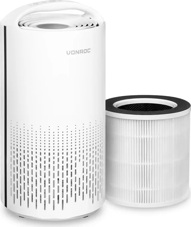 VONROC luftrenare – 3-stegsfilter med HEPA – CADR 200 m³/h – upp till 25m² – Vit – WiFi