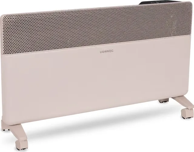 VONROC lyxig elvärmare – Textilpanel – Inverter 2000W – 24m² – Beige – WiFi