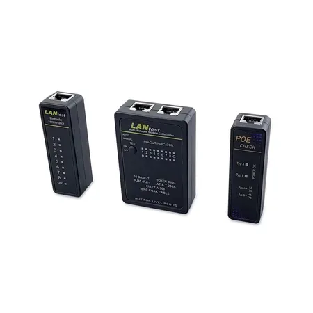 Equip nätverkskabeltestare för RJ45/RJ11/RJ12/BNC, svart