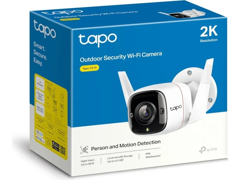 TP-Link Tapo C310 Outdoor Security Wi-Fi Camera, 3MP, 2.4 GHz, 2T2R