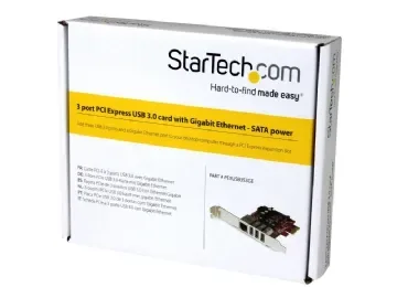 StarTech.com PCI Express USB 3.0-kort med 3 portar + Gigabit Ethernet