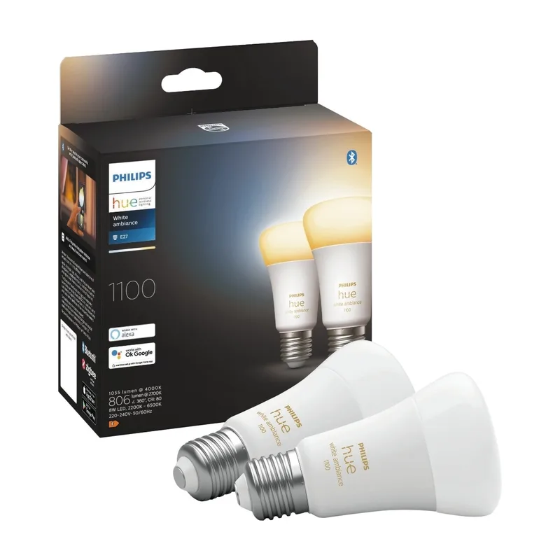 Philips Hue White ambiance A60 E27 smart ljuskälla 1100, 2-pack