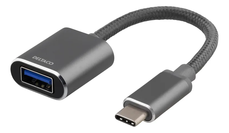 Deltaco USB-C 3.1 To USB-A adapter OTG 10 cm