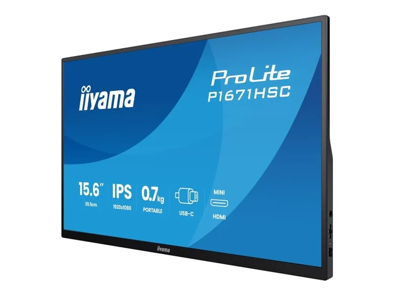 iiyama ProLite P1671HSC-B1, 39,6 cm (15,6"), 1920 x 1080 pixlar, Full HD, LCD, 3 ms, Svart