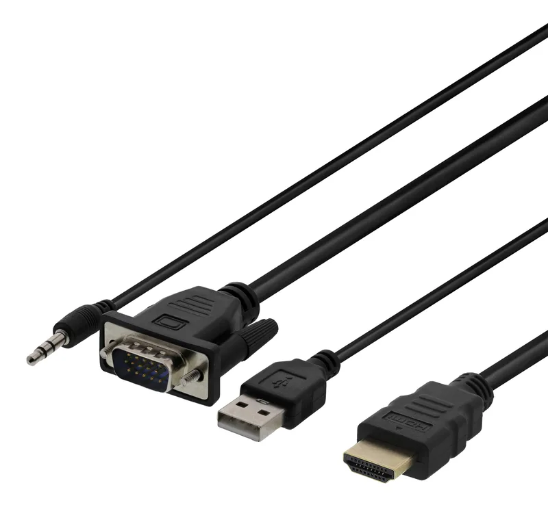 DELTACO HDMI/VGA/ljud/USB kabel
