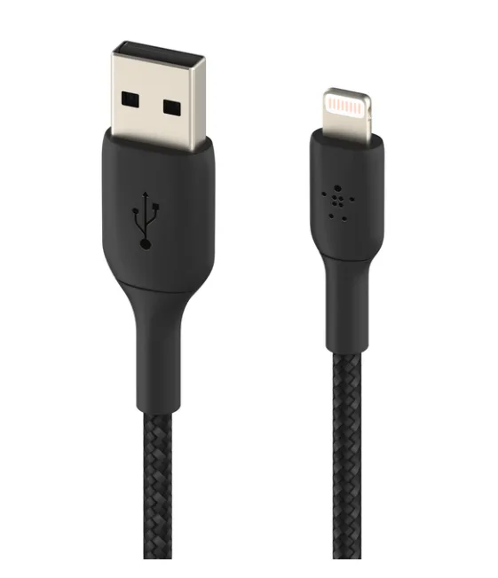 Belkin CAA002BT3MBK BoostCharge USB-A till Lightning-kabel, flätad, 3 m, svart