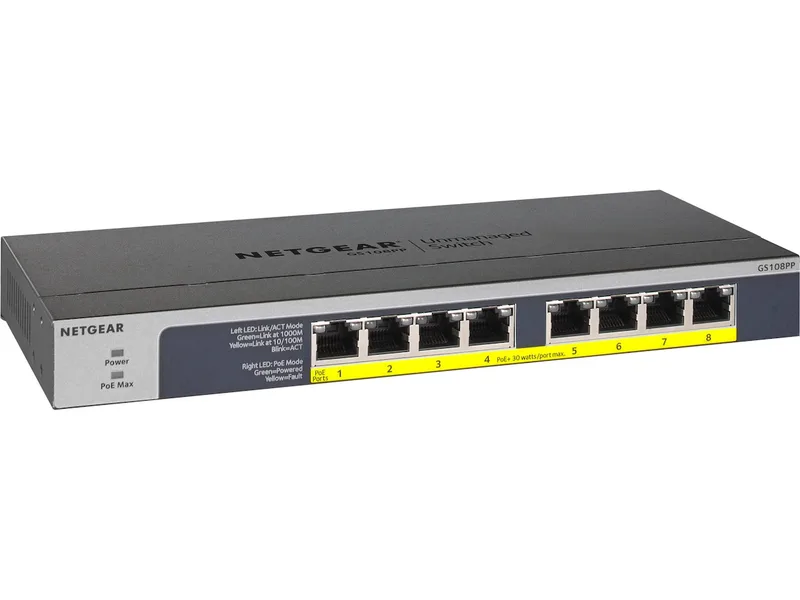 NETGEAR GS108LP 8-Port Gbit PoE/PoE+ Switch