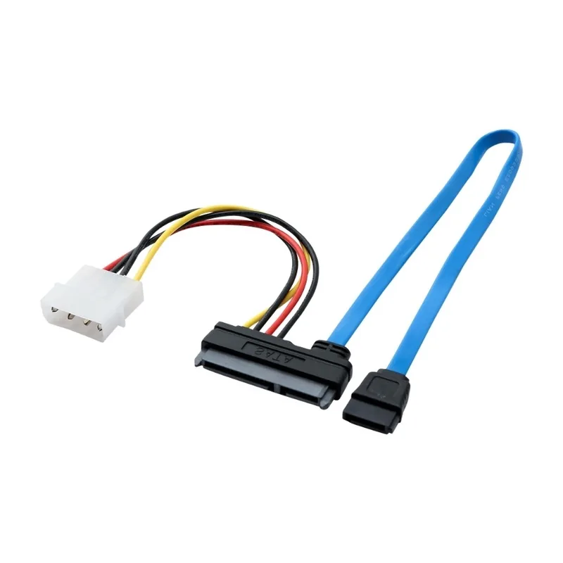 ELETRA SATA 7+15P-kabel till SATA 7P och Molex 4P, blå