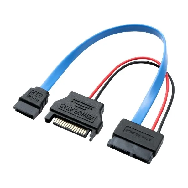 ELETRA Mini SATA 7+15PIN F till SATA-kabel, 20+15 cm, blå