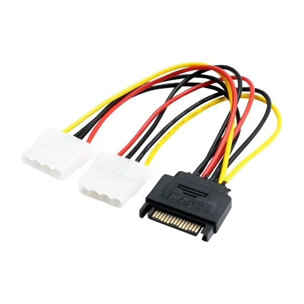 ELETRA SATA 15P M 1TO2 Molex F strömkabel, 15 cm