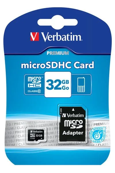 Verbatim microSDHC-minneskort 32 GB, Class 10, med SD-adapter