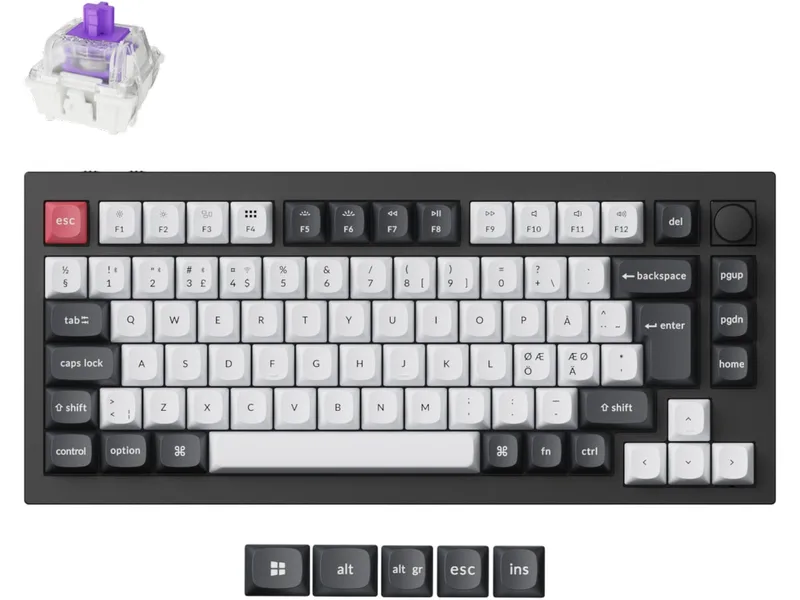 Keychron Q1 HE 75% QMK trådlöst gamingtangentbord (svart)