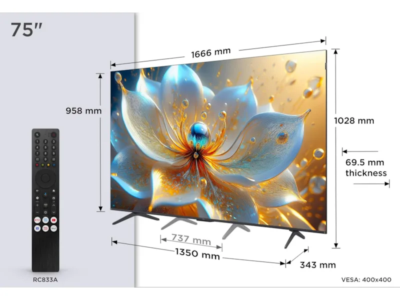 TCL 75" T8C 4K QLED Google TV