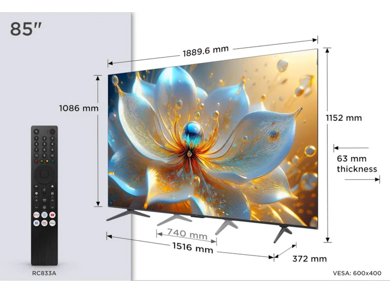 TCL 85" T8C 4K QLED Google TV