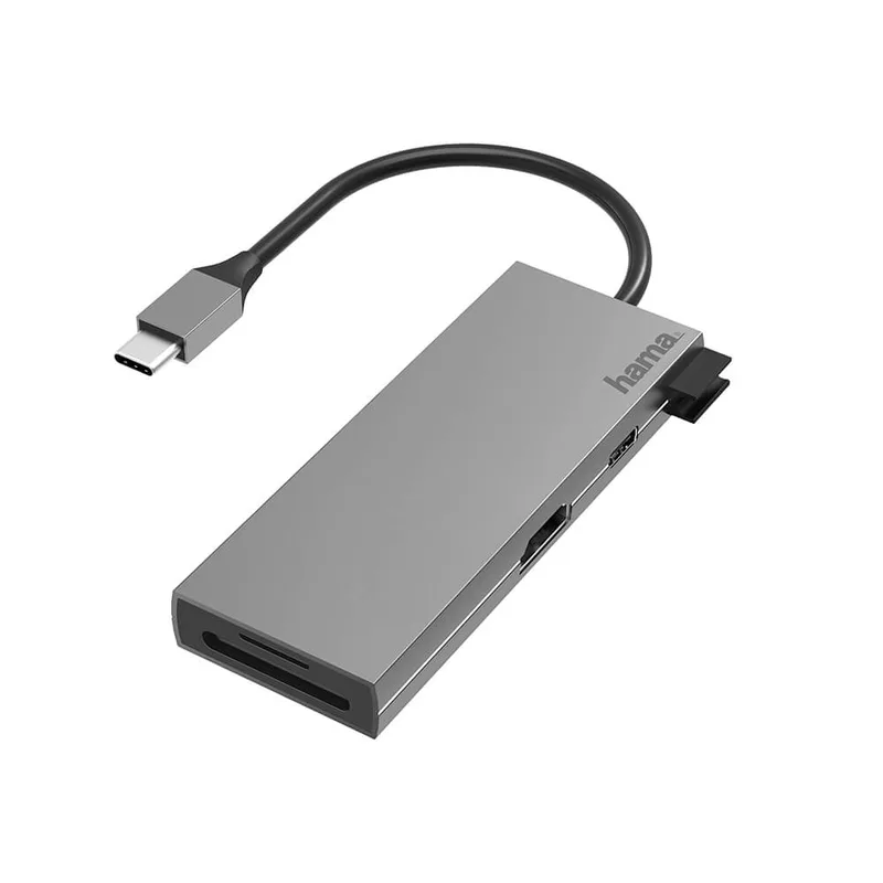 Hama USB-C-multiadapter med 6 portar, HDMI och SD