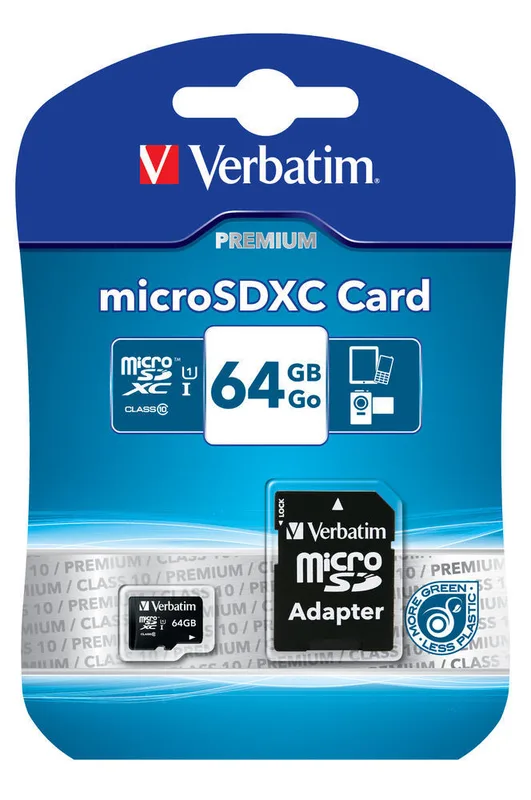 Verbatim Micro SDXC 64 GB, Class 10, med SD-adapter