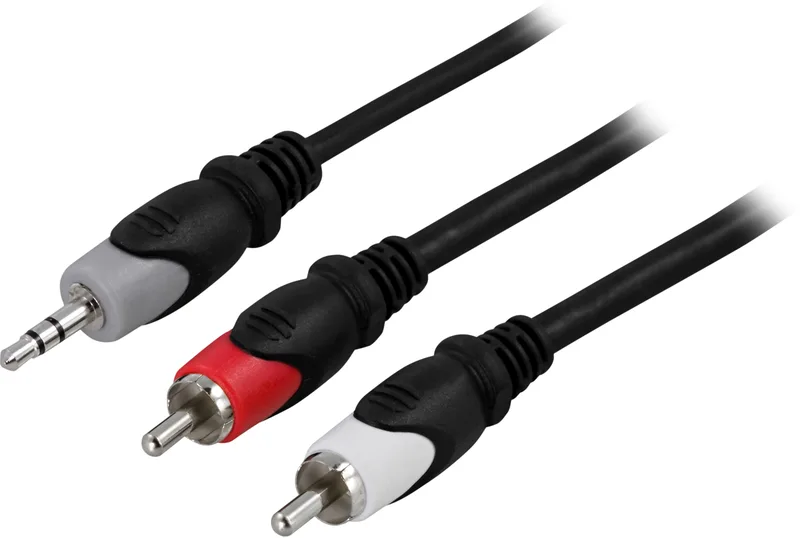 Ljudkabel, 3,5mm hane - 2xRCA hane, 1m