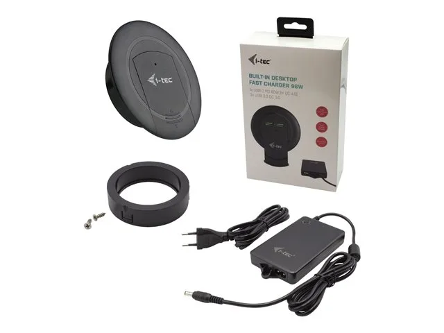 i-Tec Built-in Desktop Fast Charger, 96 W, 3 x USB-A och USB-C