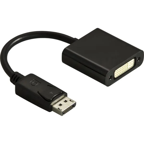 Adapter från DisplayPort hane till DVI-D Dual Link hona, 0,2 meter, 1080@60Hz, svart